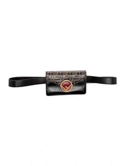 Pre-owned Fendi Zucca Ff Kan Belt Bag In Black