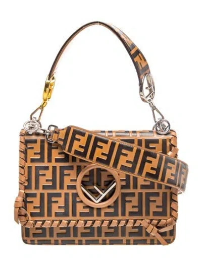 Pre-owned Fendi Zucca Ff Kan I F Medium In Brown