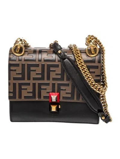 Pre-owned Fendi Zucca Ff Kan I Small In Brown