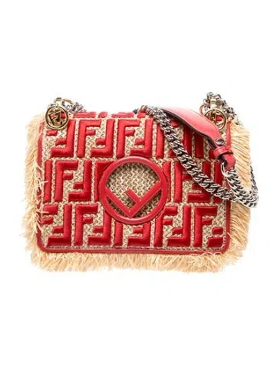 Pre-owned Fendi Zucca Ff Kan I Small In Red