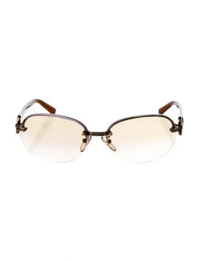 Pre-owned Fendi Zucca Ff Logo Aviator Eyeglasses In Brown