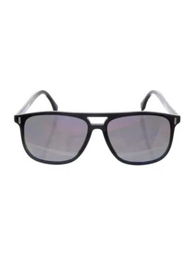 Pre-owned Fendi Zucca Ff Logo Aviator Sunglasses In Black