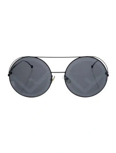 Pre-owned Fendi Zucca Ff Logo Aviator Sunglasses In Black
