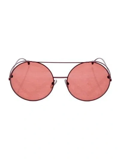 Pre-owned Fendi Zucca Ff Logo Aviator Sunglasses In Red