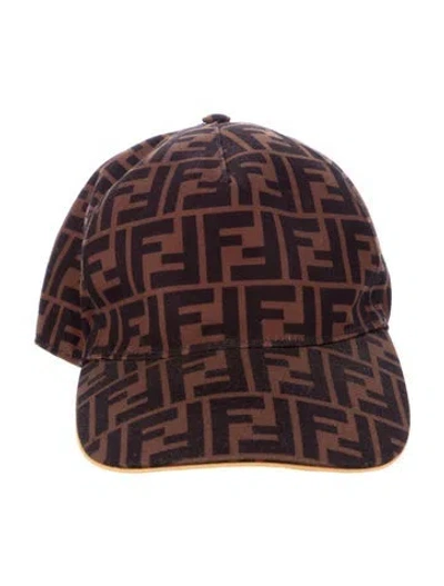 Pre-owned Fendi Zucca Ff Logo Baseball Hat In Brown
