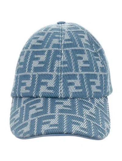 Pre-owned Fendi Zucca Ff Logo Baseball Hat W/tags In Blue