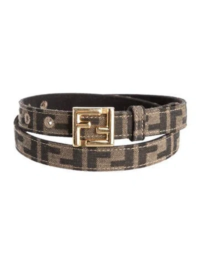 Pre-owned Fendi Zucca Ff Logo Belt In Brown