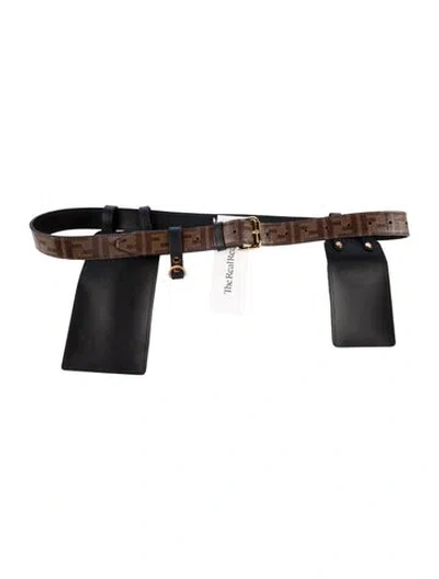 Pre-owned Fendi Zucca Ff Logo Belt In Brown