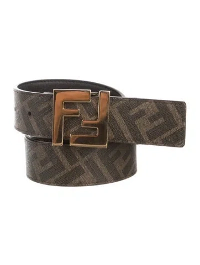 Pre-owned Fendi Zucca Ff Logo Belt In Brown