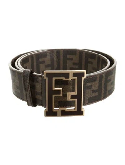 Pre-owned Fendi Zucca Ff Logo Belt In Brown
