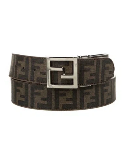 Pre-owned Fendi Zucca Ff Logo Belt In Brown