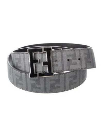 Pre-owned Fendi Zucca Ff Logo Belt In Grey