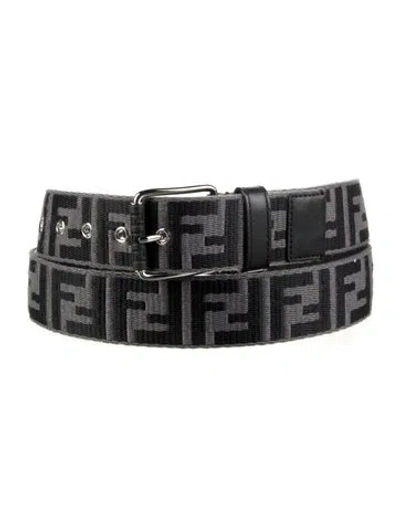 Pre-owned Fendi Zucca Ff Logo Belt In Grey