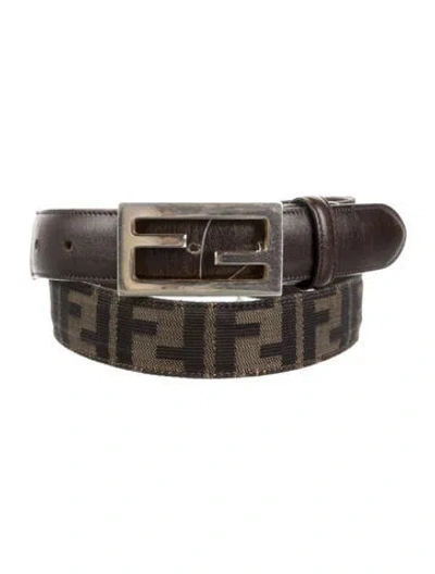 Pre-owned Fendi Zucca Ff Logo Canvas Belt In Brown