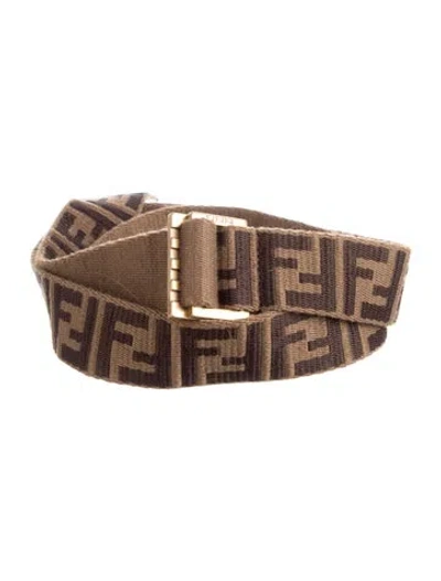 Pre-owned Fendi Zucca Ff Logo Canvas Belt In Multi