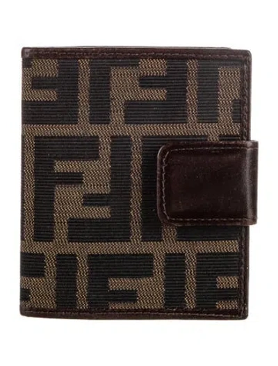 Pre-owned Fendi Zucca Ff Logo Canvas Bifold Wallet In Brown