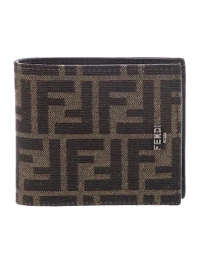 Pre-owned Fendi Zucca Ff Logo Canvas Bifold Wallet W/ Tags In Brown