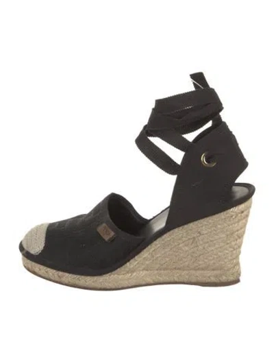 Pre-owned Fendi Zucca Ff Logo Canvas Espadrilles In Black