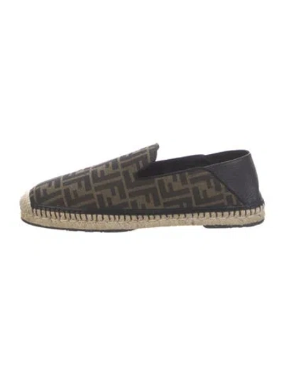 Pre-owned Fendi Zucca Ff Logo Canvas Espadrilles In Brown