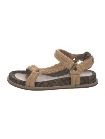 Pre-owned Fendi Zucca Ff Logo Canvas Espadrilles In Neutral