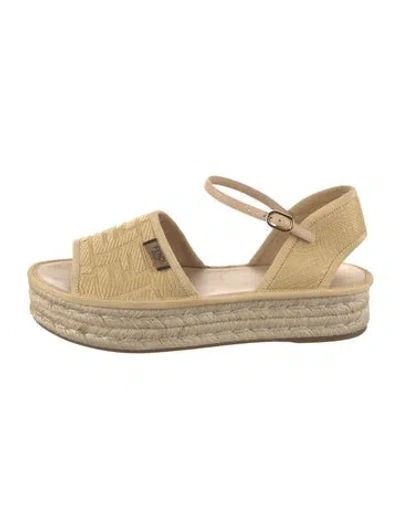 Pre-owned Fendi Zucca Ff Logo Canvas Espadrilles In Neutral