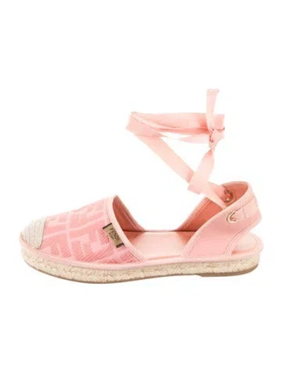 Pre-owned Fendi Zucca Ff Logo Canvas Espadrilles In Pink