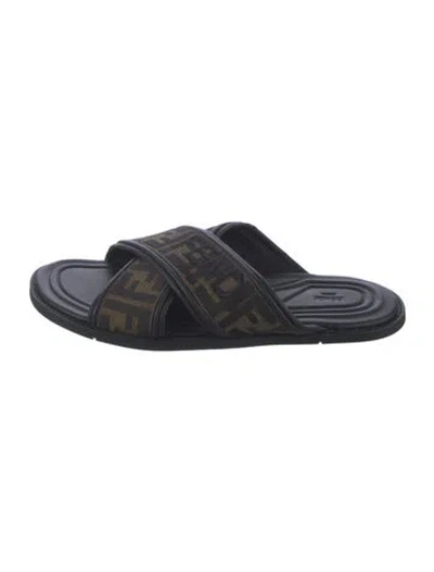 Pre-owned Fendi Zucca Ff Logo Canvas Sandals In Blue