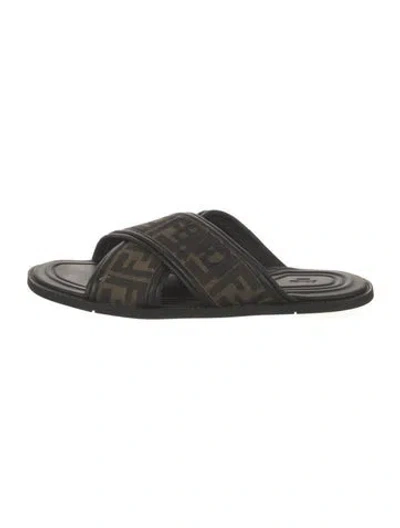Pre-owned Fendi Zucca Ff Logo Canvas Sandals In Brown