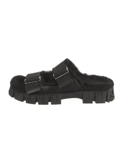 Pre-owned Fendi Zucca Ff Logo Canvas Slides In Black