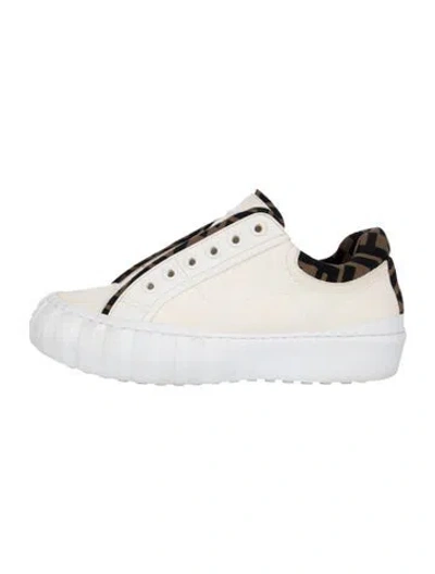 Pre-owned Fendi Zucca Ff Logo Canvas Sneakers In Green/white
