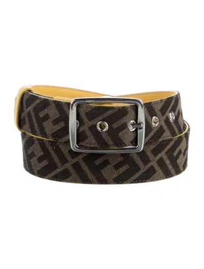 Pre-owned Fendi Zucca Ff Logo Canvas Waist Belt In Multi