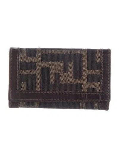 Pre-owned Fendi Zucca Ff Logo Canvas Wallet In Brown