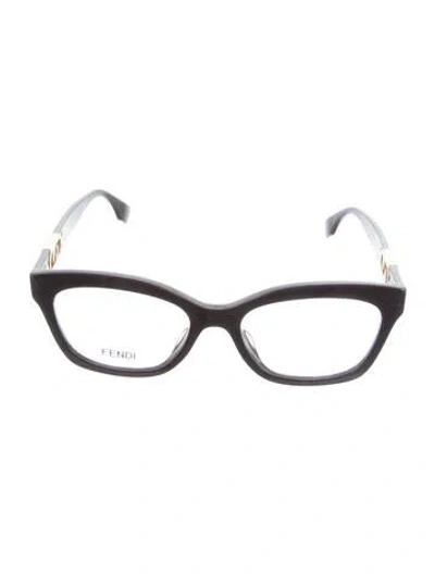 Pre-owned Fendi Zucca Ff Logo Cat-eye Eyeglasses In Brown