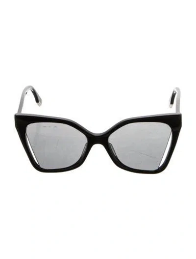 Pre-owned Fendi Zucca Ff Logo Cat-eye Sunglasses In Black