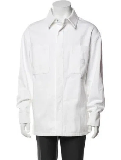 Pre-owned Fendi Zucca Ff Logo Coat In White