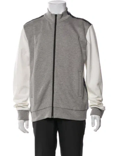 Pre-owned Fendi Zucca Ff Logo Colorblock Pattern Jacket In Gray