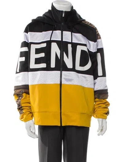 Pre-owned Fendi Zucca Ff Logo Colorblock Pattern Windbreaker In Multi