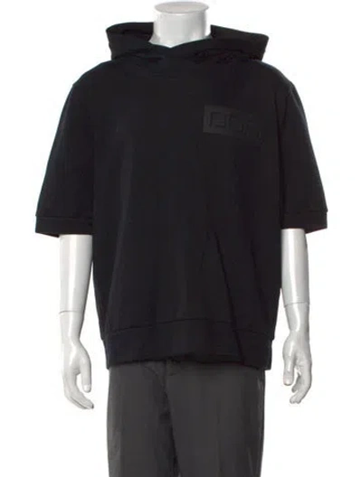 Pre-owned Fendi Zucca Ff Logo Crew Neck Hoodie In Black