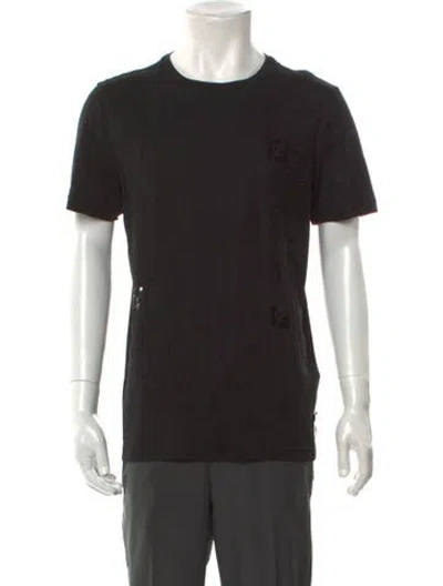 Pre-owned Fendi Zucca Ff Logo Crew Neck T-shirt In Black