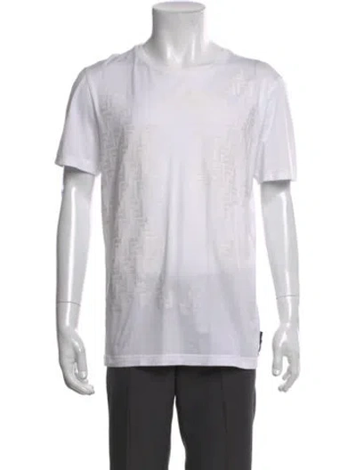 Pre-owned Fendi Zucca Ff Logo Crew Neck T-shirt In White