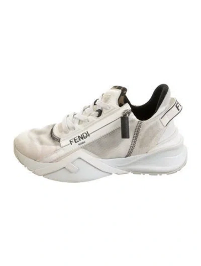Pre-owned Fendi Zucca Ff Logo Graphic Print Athletic Sneakers In Silver