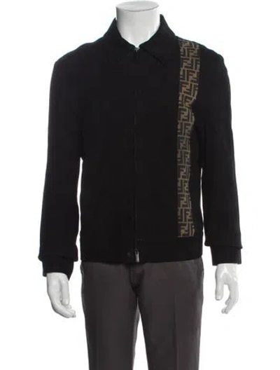 Pre-owned Fendi Zucca Ff Logo Graphic Print Jacket In Black