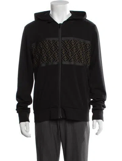 Pre-owned Fendi Zucca Ff Logo Graphic Print Jacket In Black