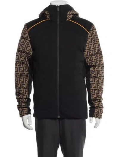 Pre-owned Fendi Zucca Ff Logo Graphic Print Jacket In Black