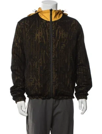 Pre-owned Fendi Zucca Ff Logo Graphic Print Jacket In Black/yellow