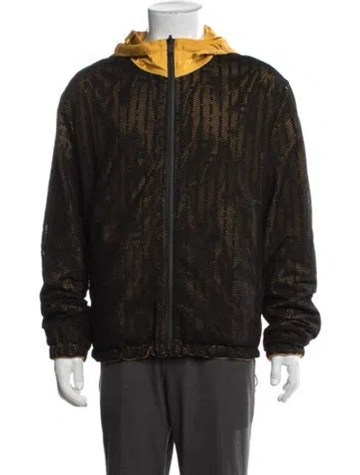 Pre-owned Fendi Zucca Ff Logo Graphic Print Jacket In Black/yellow