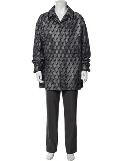 Pre-owned Fendi Zucca Ff Logo Graphic Print Jacket In Blue