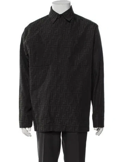 Pre-owned Fendi Zucca Ff Logo Graphic Print Jacket In Brown