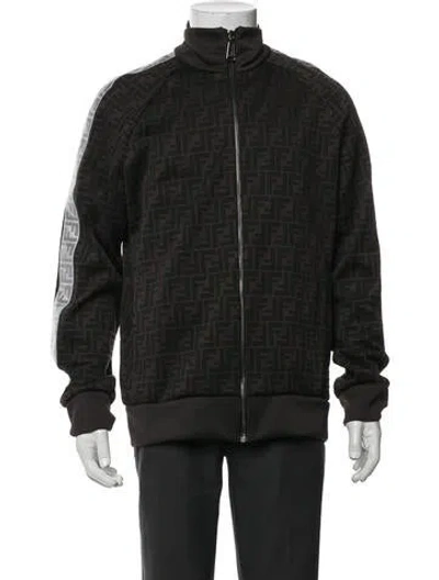 Pre-owned Fendi Zucca Ff Logo Graphic Print Jacket In Brown