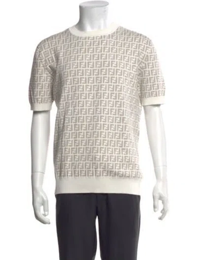 Pre-owned Fendi Zucca Ff Logo Graphic Print Pullover In Neutrals